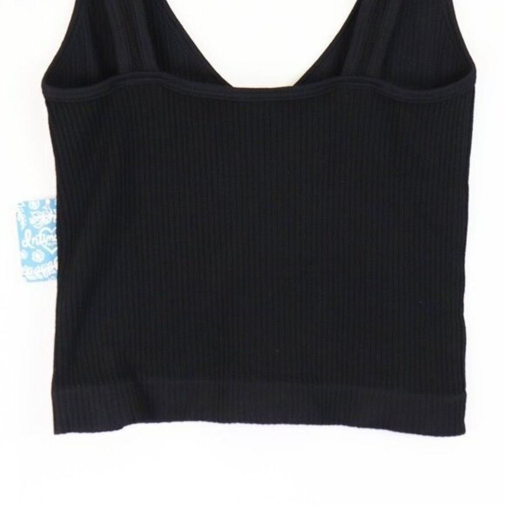 NWT Free People Solid Rib Brami Crop Cami V-Neck Tank Top Black Ribbed XS/S - Picture 8 of 9